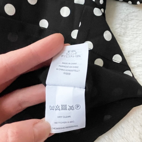 J.Crew | Silk Black & White Mixed Dot Print One Shoulder Bow Detail Top *NWT* - Picture 9 of 11